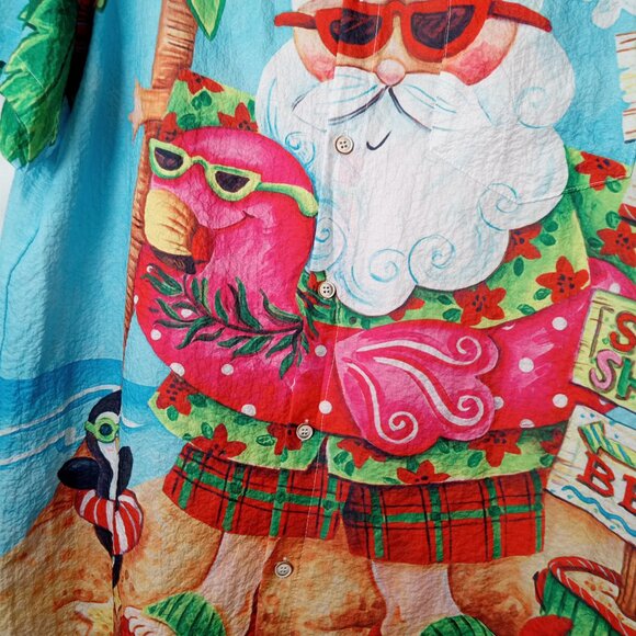 Hawaiian Shirts "Vacation is a state of mind" Size Large Santa Surf Beach Shirt - Picture 3 of 7